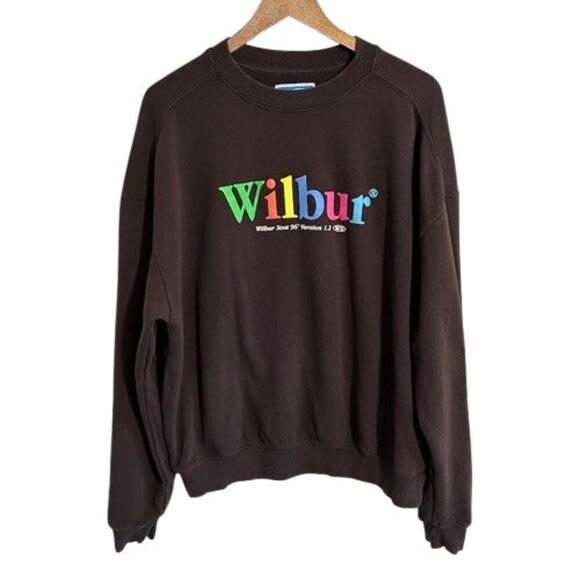 Wilbur Soot Crewneck Sweatshirt Mens M Brown 1996 Computer Tech Pullover - Picture 1 of 6